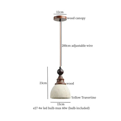 Modern yellow travertine led pendant lights for kitchen island