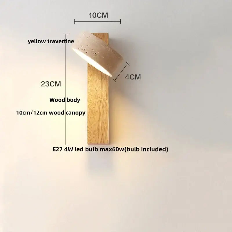 Modern yellow travertine led wall lamp bedroom stone light fixture