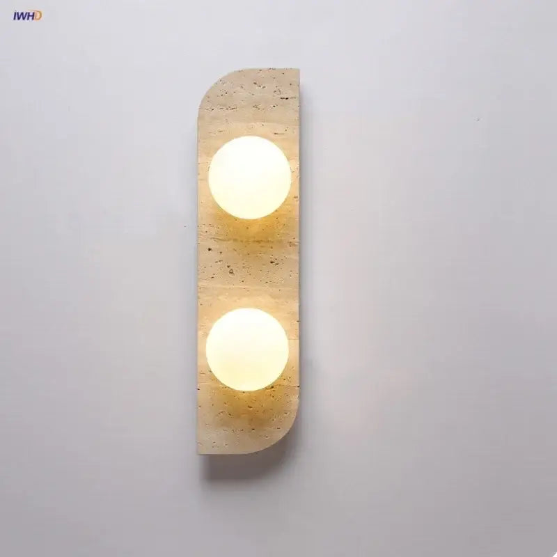 Modern yellow travertine led wall lamp bedroom stone light fixture