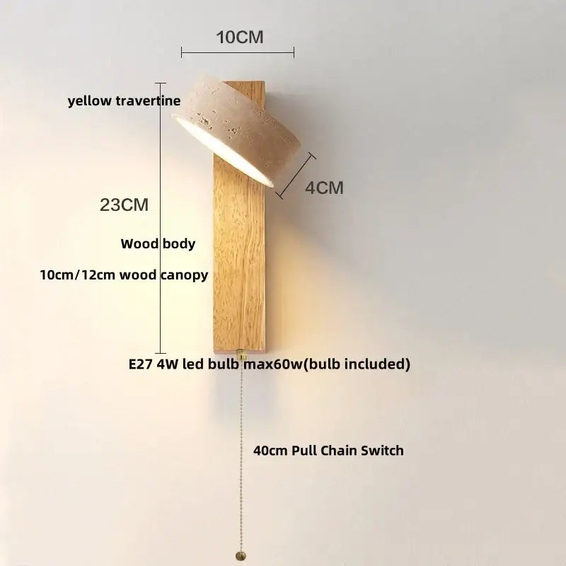 Modern yellow travertine led wall lamp bedroom stone light fixture