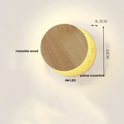 Modern yellow travertine led wall lamp bedroom stone light fixture