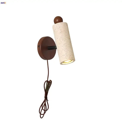 Modern yellow travertine led wall sconce bedroom rotating lamp