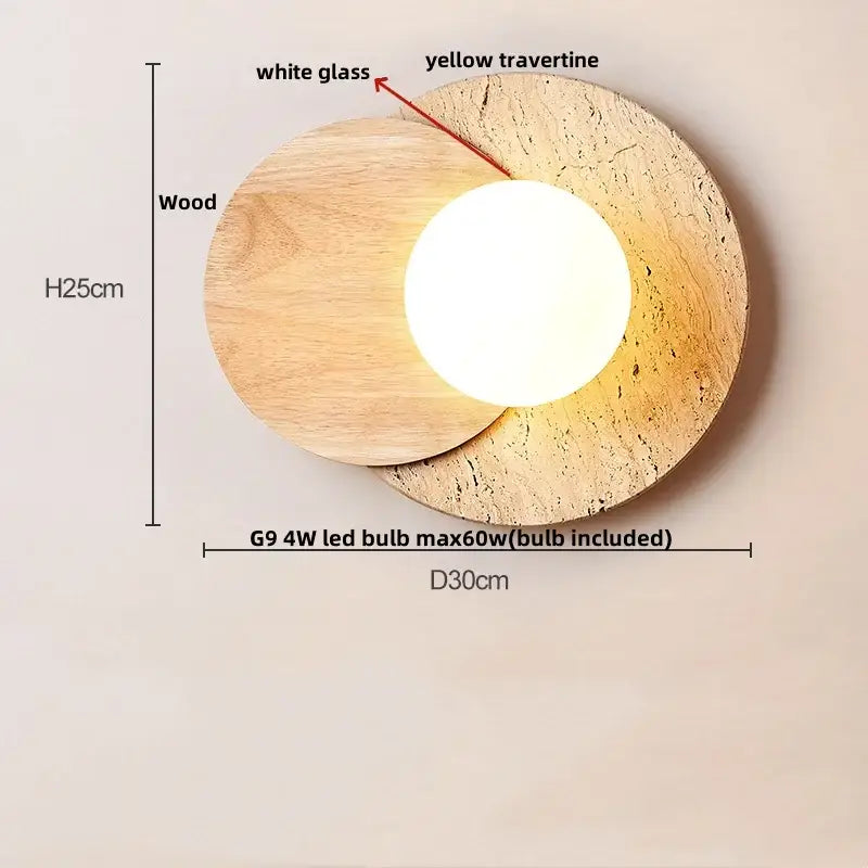 Modern yellow travertine square led wall lamp sconce stair light