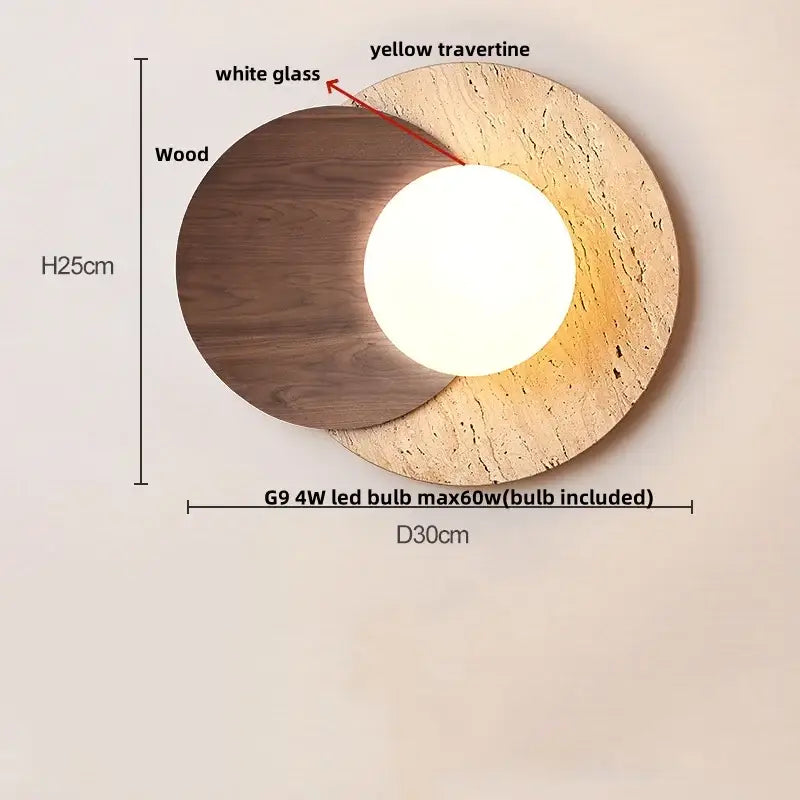 Modern yellow travertine square led wall lamp sconce stair light
