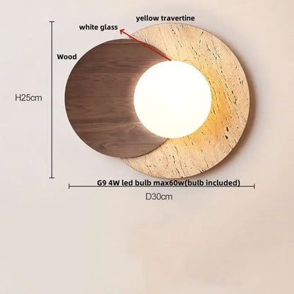 Modern yellow travertine square led wall lamp sconce stair light