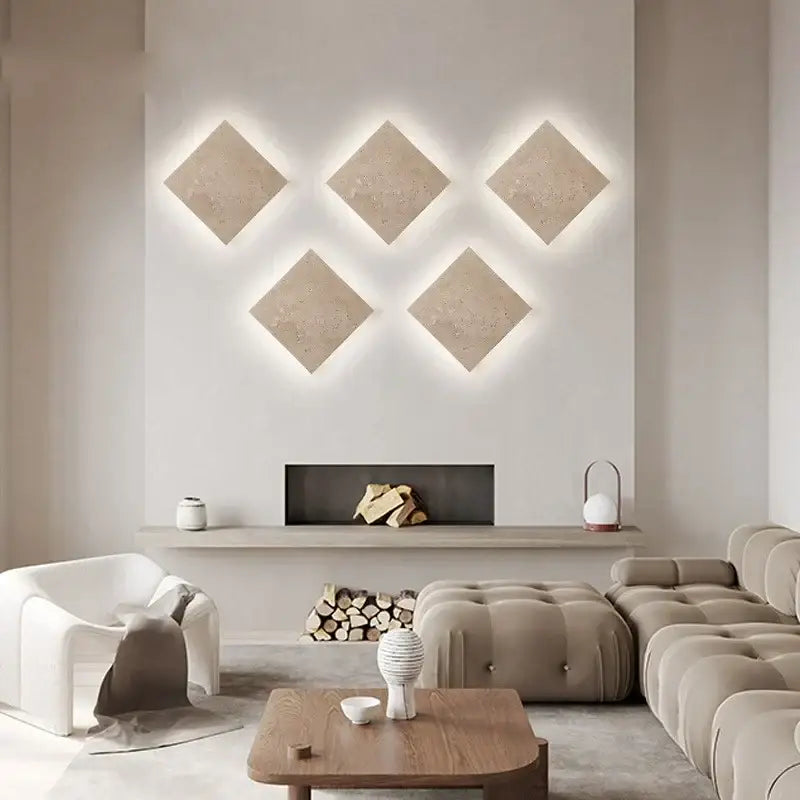 Modern yellow travertine square led wall lamp sconce stair light