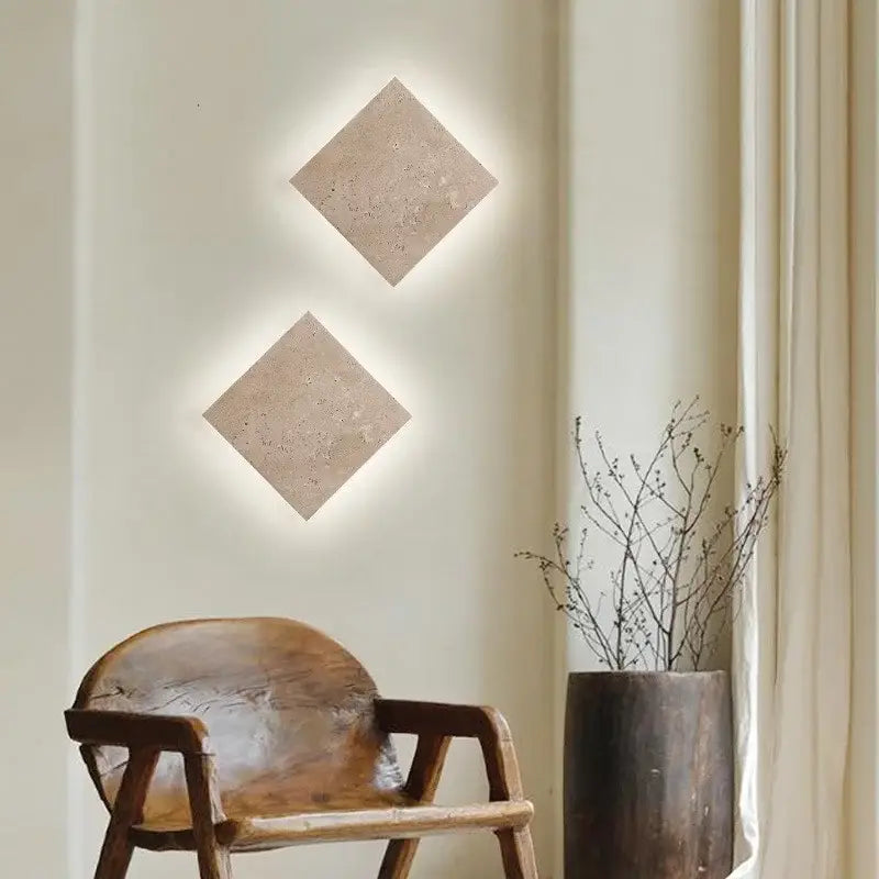 Modern yellow travertine square led wall lamp sconce stair light