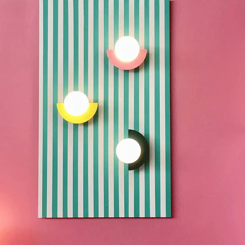 Modern yellow & white kids macaron led wall lamp bedroom sconce