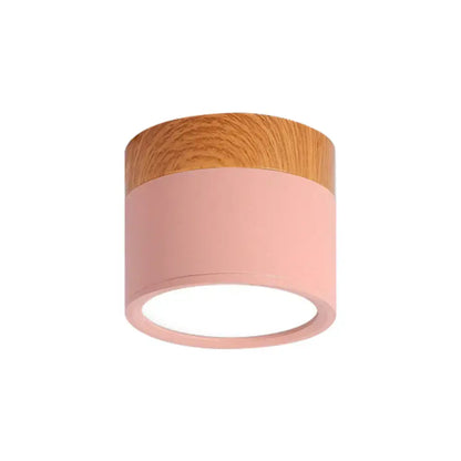 Modern yellow wood flush mount ceiling light for kitchen