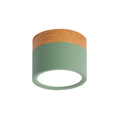 Modern yellow wood flush mount ceiling light for kitchen