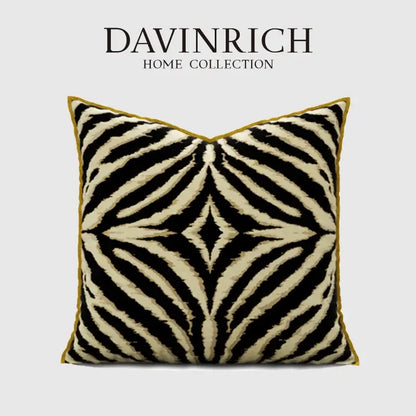 Modern zebra pattern black & cream pillow cover living room decor