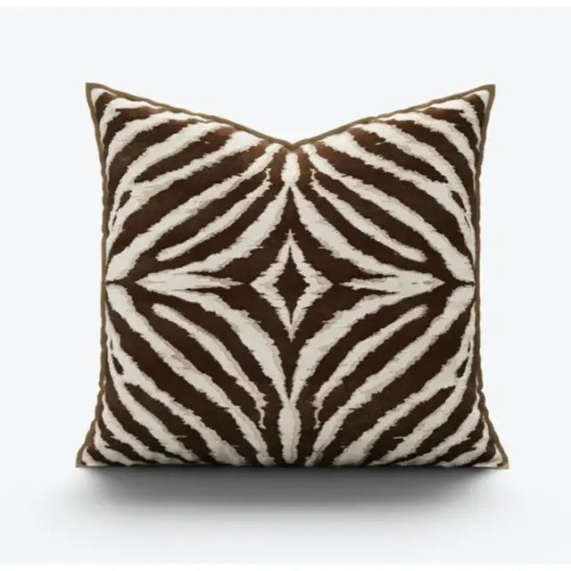 Modern zebra pattern black & cream pillow cover living room decor