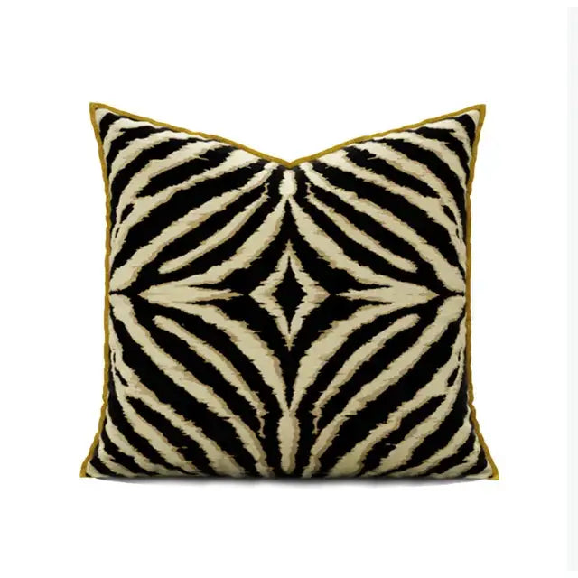 Modern zebra pattern black & cream pillow cover living room decor