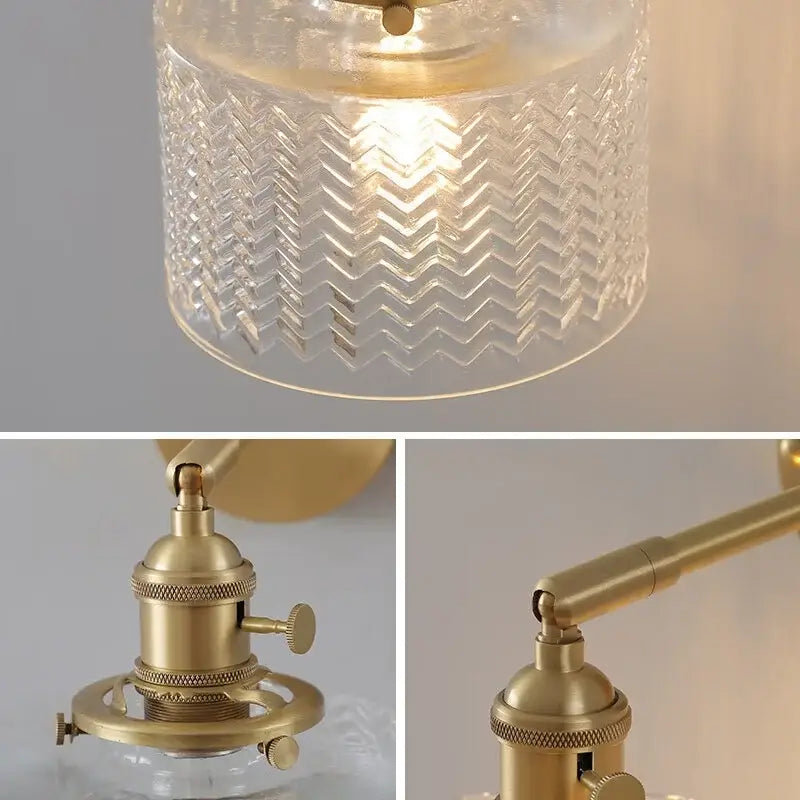 Modern zigzag green glass led wall lamp bedroom brass light