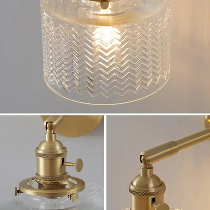 Modern zigzag green glass led wall lamp bedroom brass light
