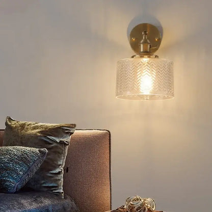 Modern zigzag green glass led wall lamp bedroom brass light