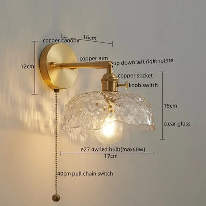 Modern zigzag green glass led wall lamp bedroom brass light