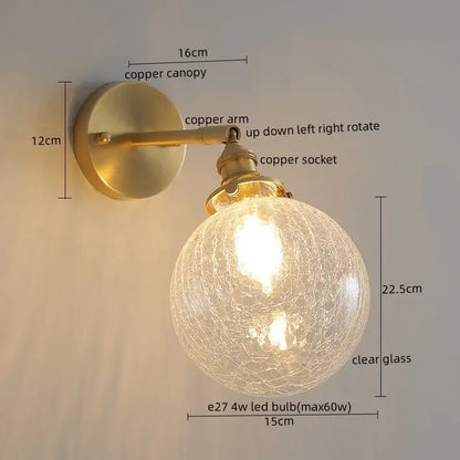 Modern zigzag green glass led wall lamp bedroom brass light