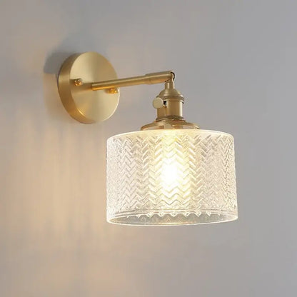 Modern zigzag green glass led wall lamp bedroom brass light