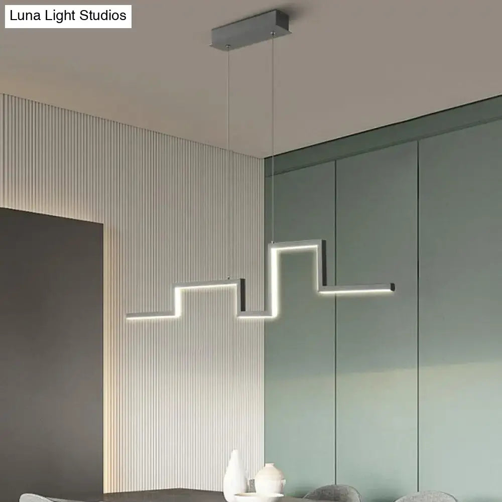 Modern zigzag linear metal hanging light fixture – dining room led