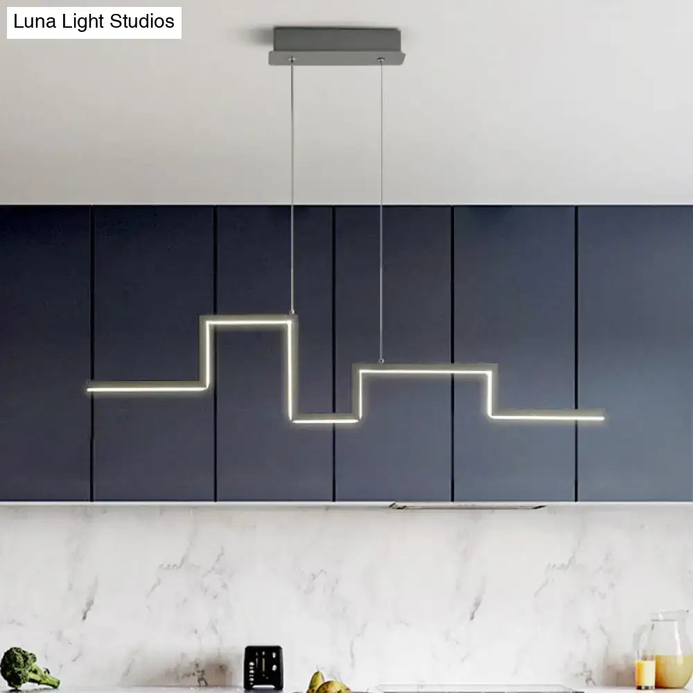 Modern zigzag linear metal hanging light fixture – dining room led