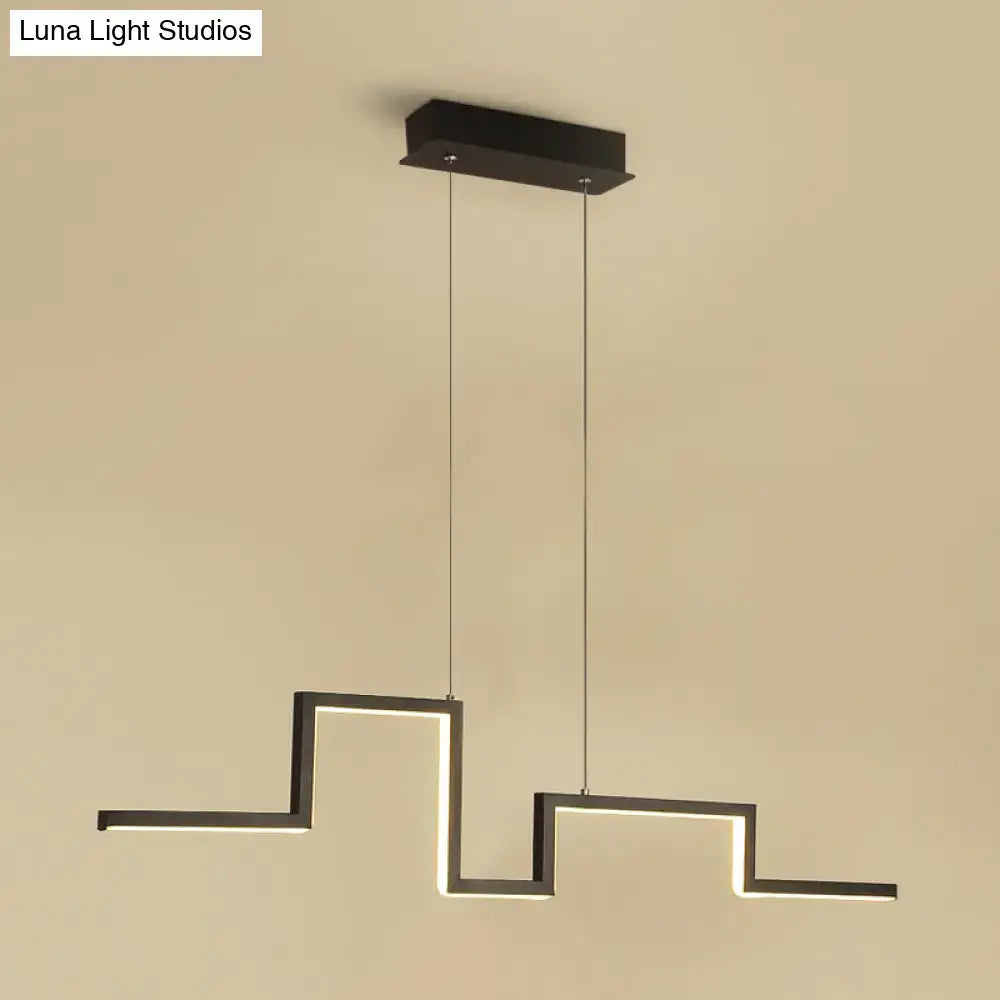 Modern zigzag linear metal hanging light fixture – dining room led