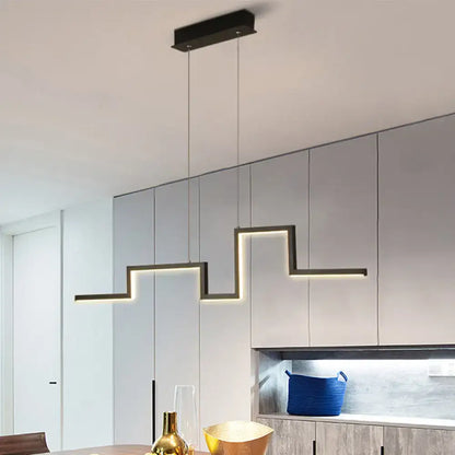 Modern zigzag linear metal hanging light fixture – dining room led