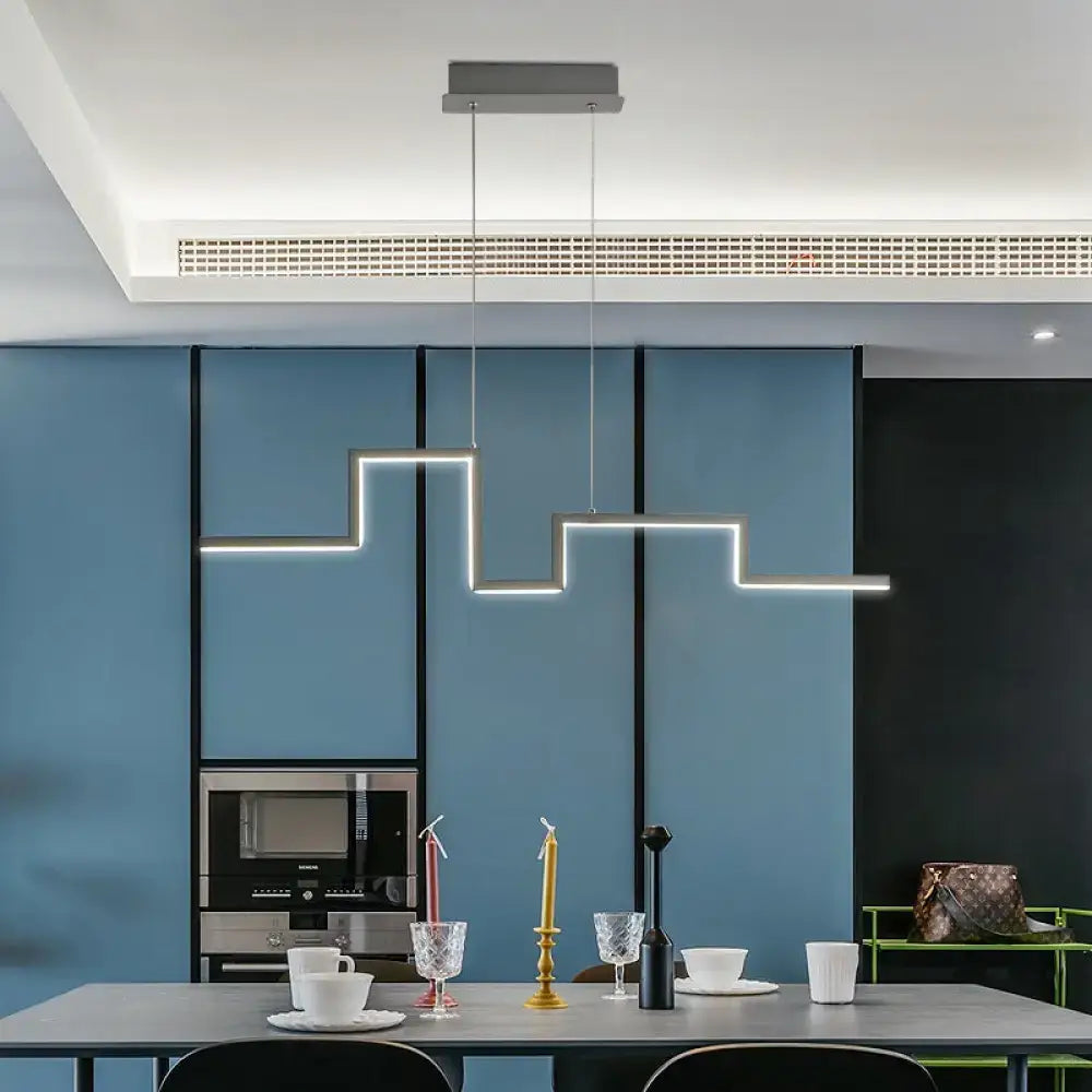 Modern zigzag linear metal hanging light fixture – dining room led