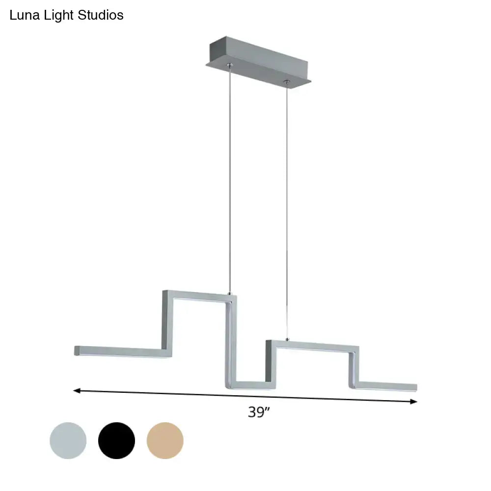Modern zigzag linear metal hanging light fixture – dining room led