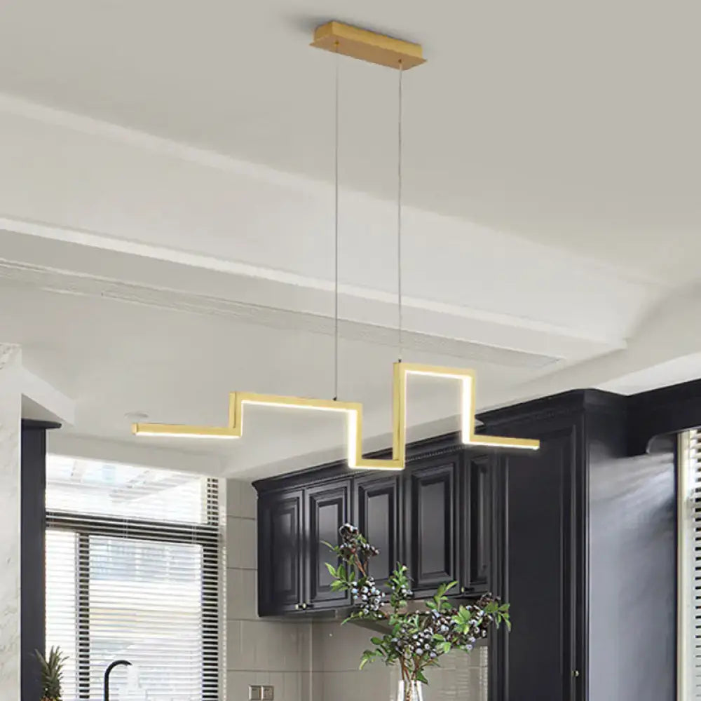 Modern zigzag linear metal hanging light fixture – dining room led