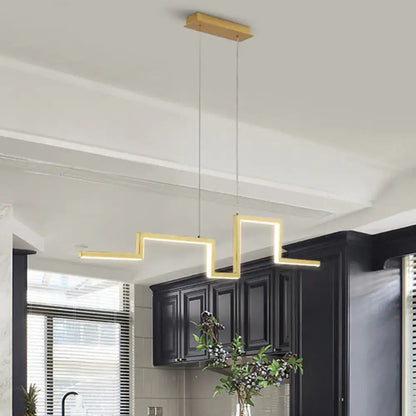 Modern zigzag linear metal hanging light fixture – dining room led