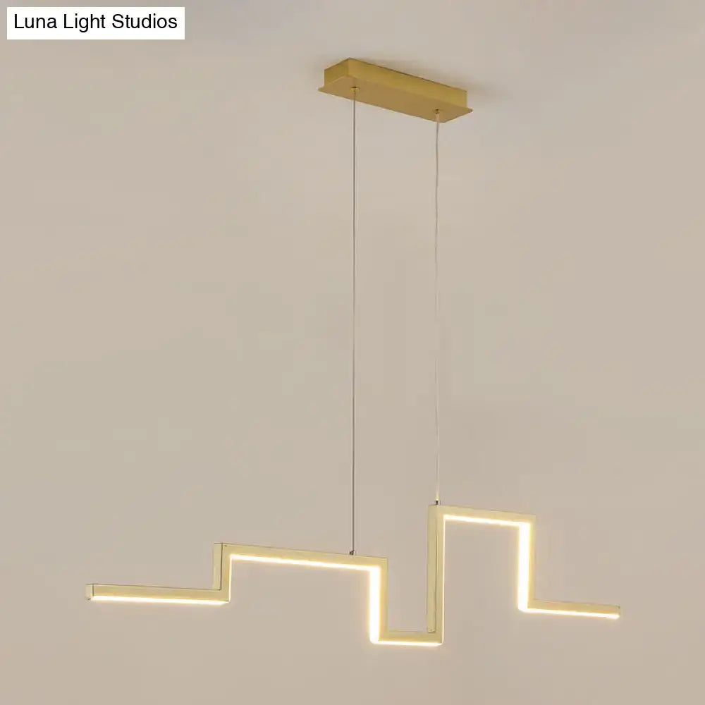 Modern zigzag linear metal hanging light fixture – dining room led