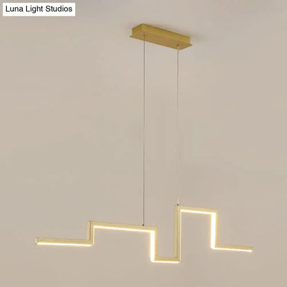 Modern zigzag linear metal hanging light fixture – dining room led