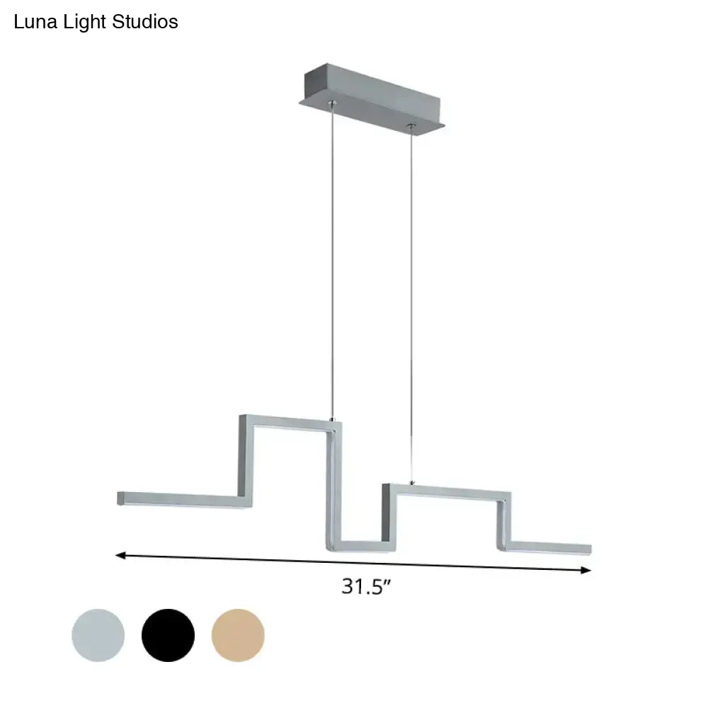 Modern zigzag linear metal hanging light fixture – dining room led
