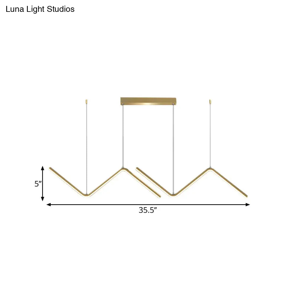 DecorBites™ Modern Zigzag Metal Hanging Lamp - Black/Gold LED Island Pendant in Warm/White Light for Dining Room