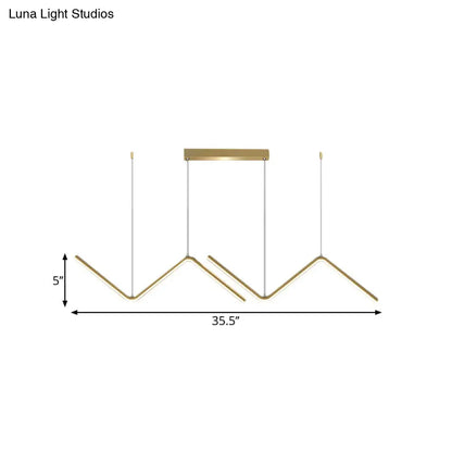 DecorBites™ Modern Zigzag Metal Hanging Lamp - Black/Gold LED Island Pendant in Warm/White Light for Dining Room