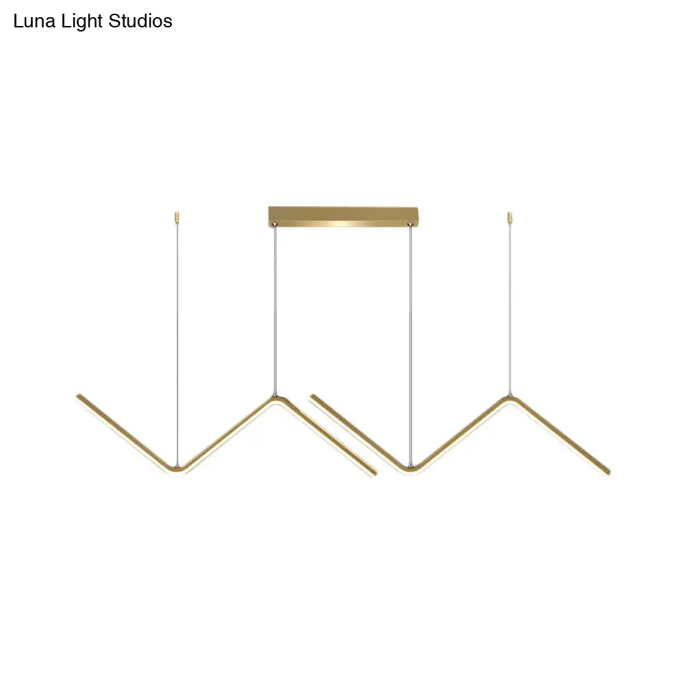 DecorBites™ Modern Zigzag Metal Hanging Lamp - Black/Gold LED Island Pendant in Warm/White Light for Dining Room