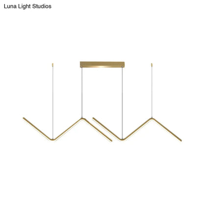 DecorBites™ Modern Zigzag Metal Hanging Lamp - Black/Gold LED Island Pendant in Warm/White Light for Dining Room