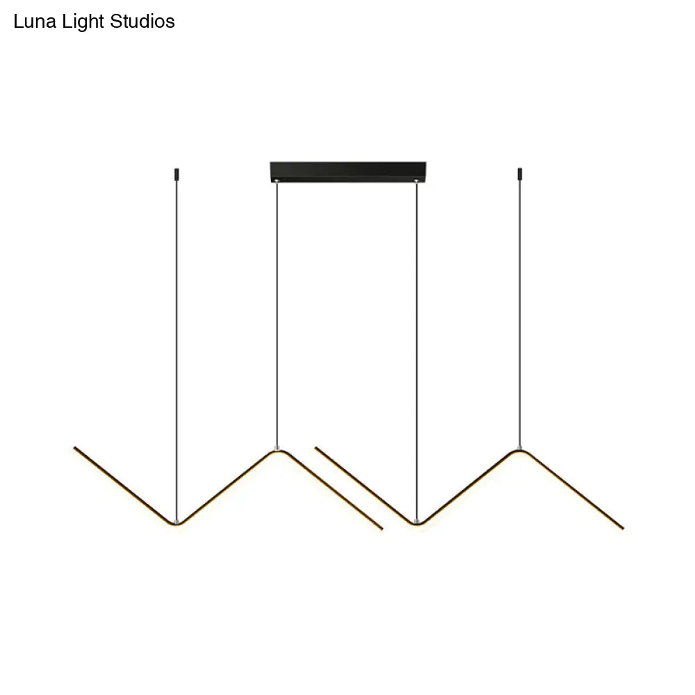 DecorBites™ Modern Zigzag Metal Hanging Lamp - Black/Gold LED Island Pendant in Warm/White Light for Dining Room