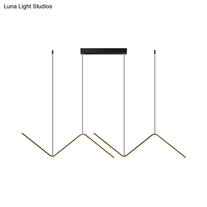 DecorBites™ Modern Zigzag Metal Hanging Lamp - Black/Gold LED Island Pendant in Warm/White Light for Dining Room