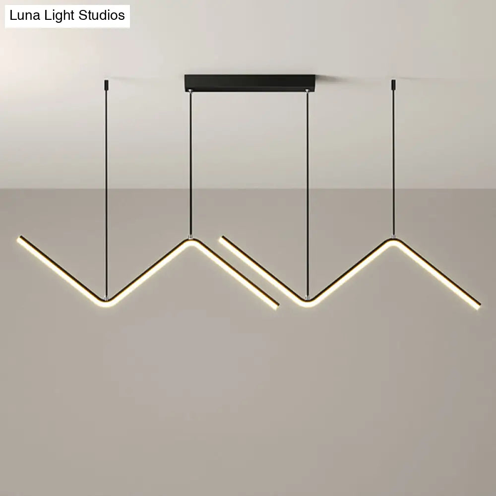 DecorBites™ Modern Zigzag Metal Hanging Lamp - Black/Gold LED Island Pendant in Warm/White Light for Dining Room