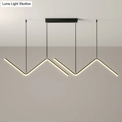 DecorBites™ Modern Zigzag Metal Hanging Lamp - Black/Gold LED Island Pendant in Warm/White Light for Dining Room