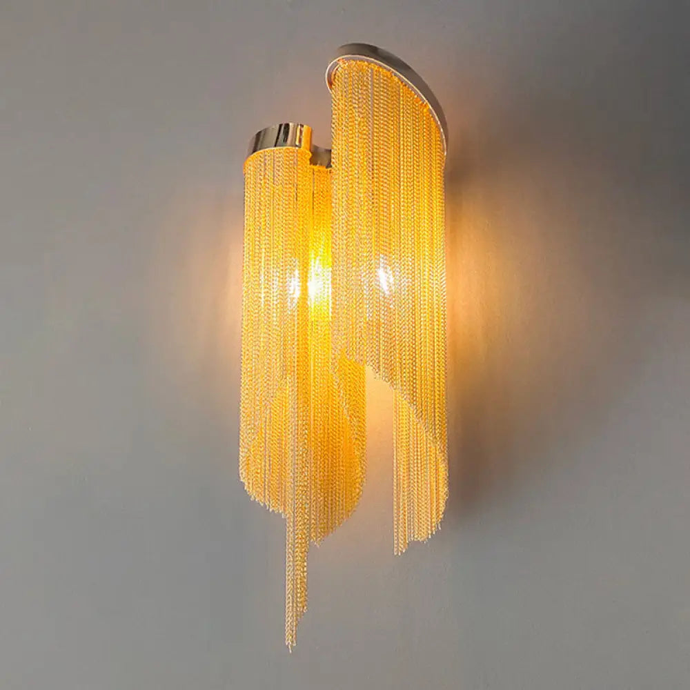 DecorBites™ Modernist Aluminum Wall Light Sconce with Tassel Chain - 2 Bulbs Wall Mounted Lamp for Living Room