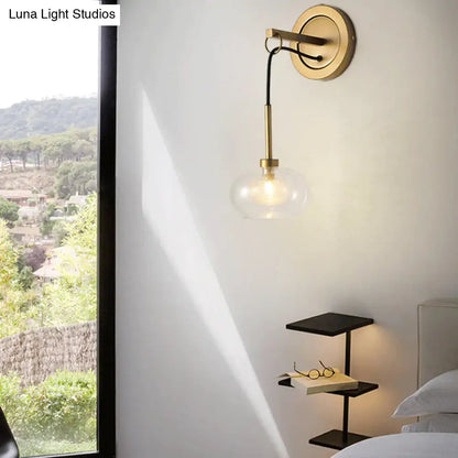 Modernist amber & white glass wall sconce bedroom drop lamp