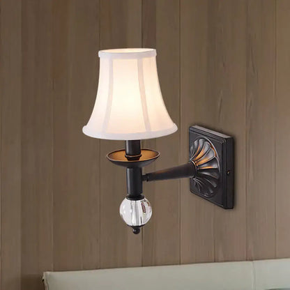 Modernist bell black and white wall light bedroom crystal sconce