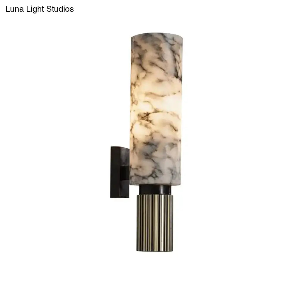 Modernist black and marble coffee house wall sconce living room light