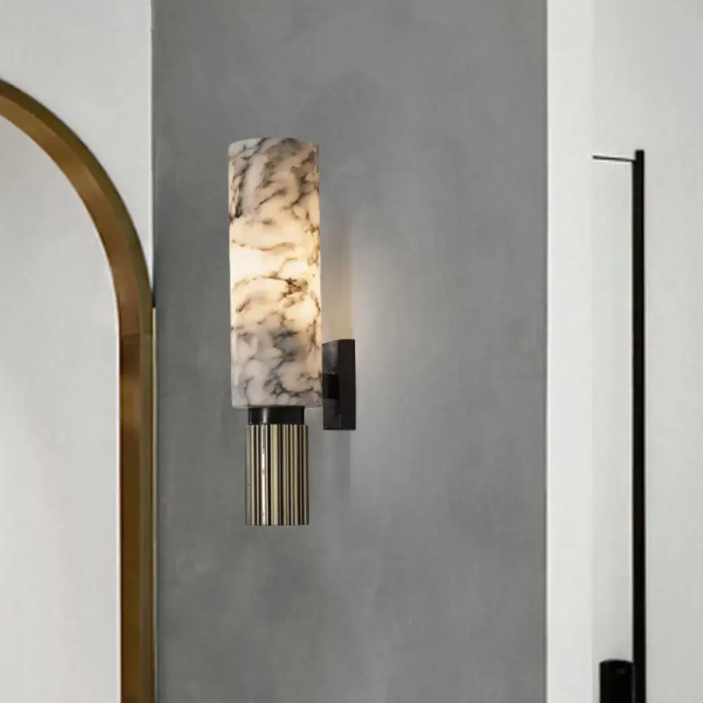 Modernist black and marble coffee house wall sconce living room light