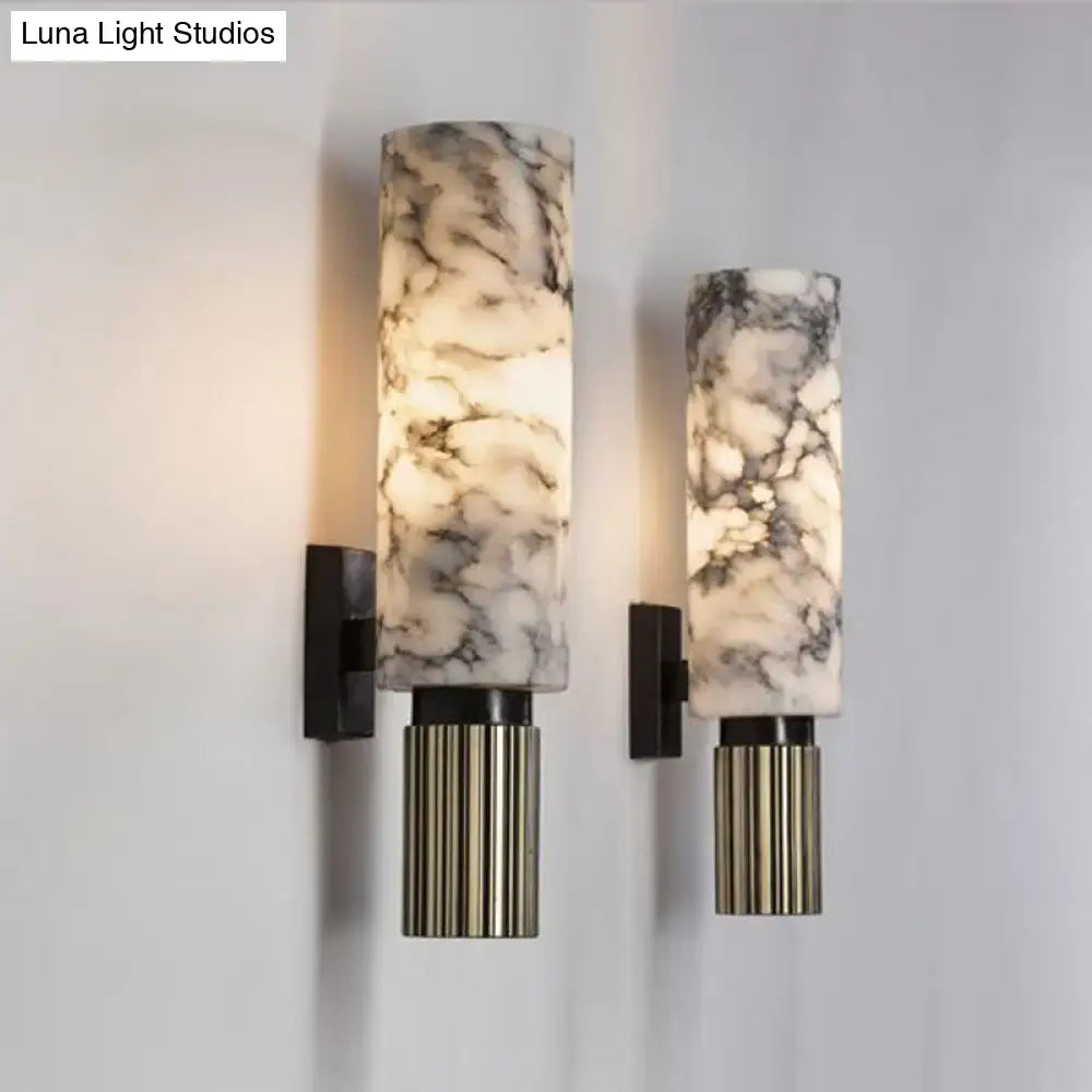 Modernist black and marble coffee house wall sconce living room light