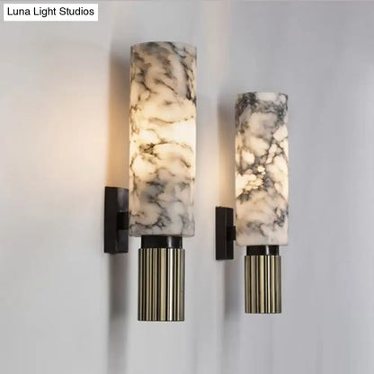 Modernist black and marble coffee house wall sconce living room light