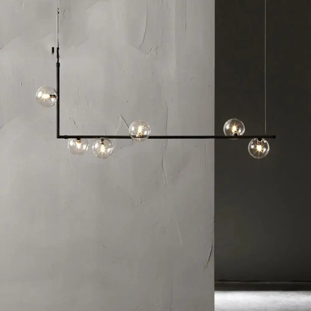 Modernist black glass globe pendant light dining room chandelier